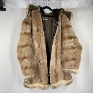 David Green 70s Natural Coyote Fur Hooded Coat Designer Luxury Large Unique Bold